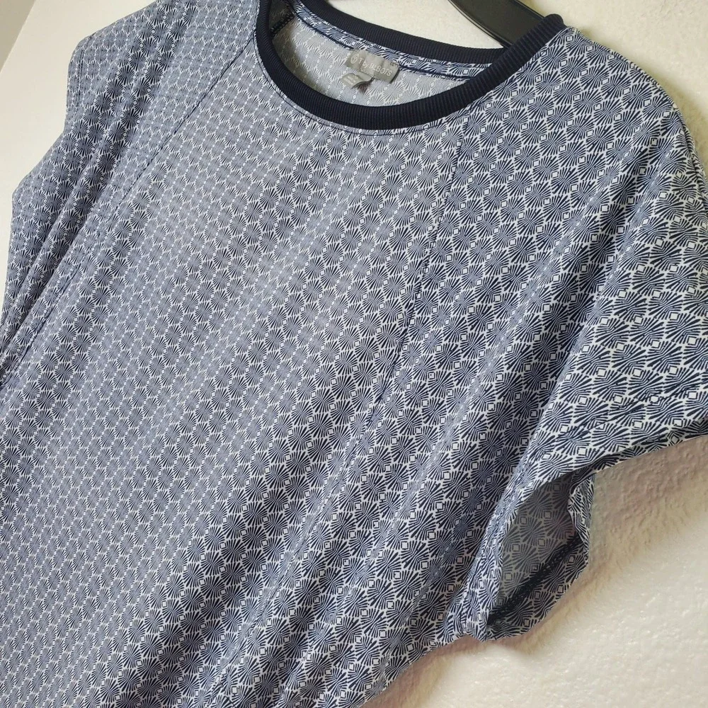 Talbots Blue Cinch Waist Active Shift Dress with Zip Pockets UPF50 Medium Petite